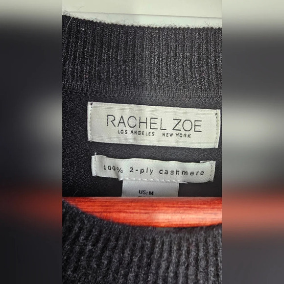 Rachel Zoe 100% Cashmere Sweater Pullover Knit Top Black  2ply cashmere size M - Picture 3 of 5